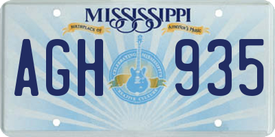 MS license plate AGH935