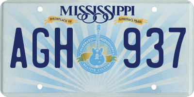 MS license plate AGH937