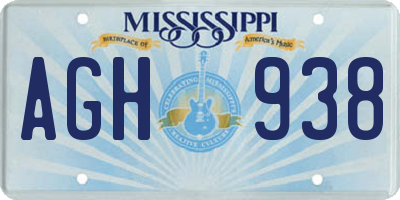 MS license plate AGH938