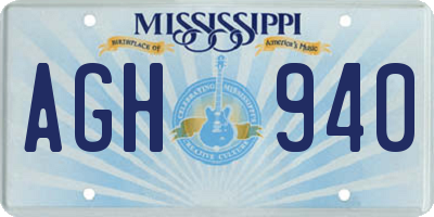 MS license plate AGH940