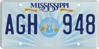 MS license plate AGH948