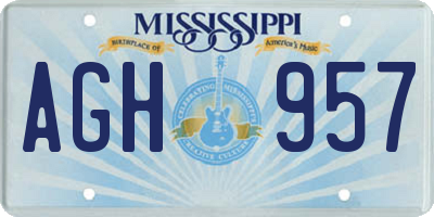 MS license plate AGH957