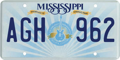 MS license plate AGH962