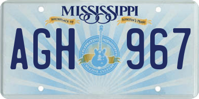 MS license plate AGH967