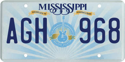 MS license plate AGH968