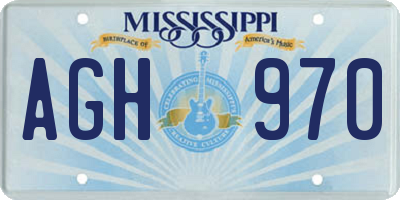 MS license plate AGH970