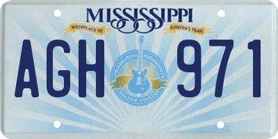 MS license plate AGH971