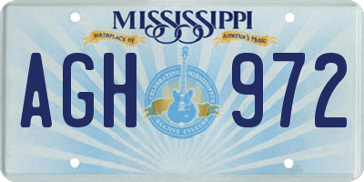 MS license plate AGH972