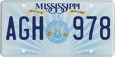 MS license plate AGH978