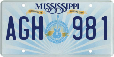 MS license plate AGH981