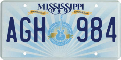 MS license plate AGH984