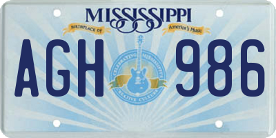 MS license plate AGH986