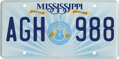 MS license plate AGH988