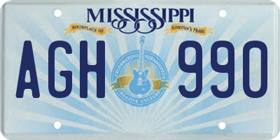 MS license plate AGH990
