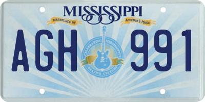 MS license plate AGH991