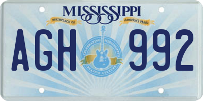 MS license plate AGH992