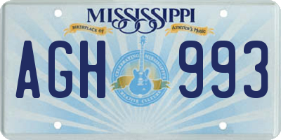 MS license plate AGH993