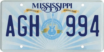 MS license plate AGH994