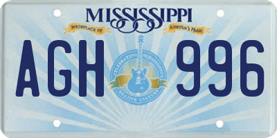 MS license plate AGH996
