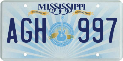 MS license plate AGH997