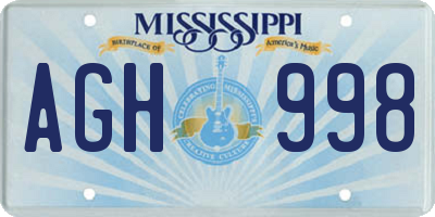 MS license plate AGH998