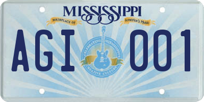 MS license plate AGI001