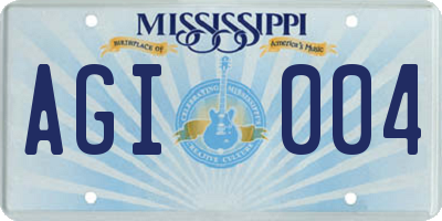 MS license plate AGI004
