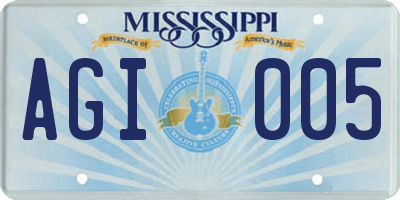 MS license plate AGI005