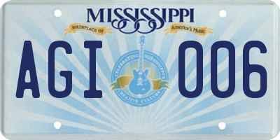 MS license plate AGI006