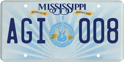 MS license plate AGI008