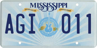 MS license plate AGI011