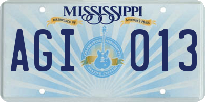 MS license plate AGI013