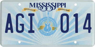 MS license plate AGI014