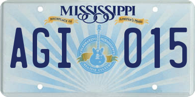 MS license plate AGI015