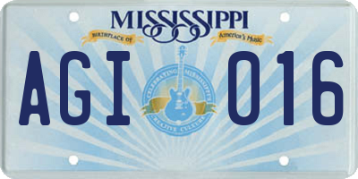 MS license plate AGI016
