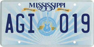 MS license plate AGI019