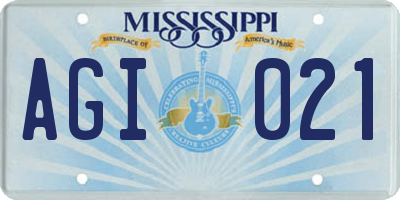 MS license plate AGI021