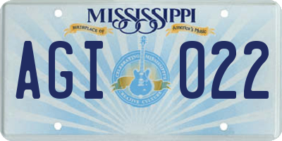 MS license plate AGI022