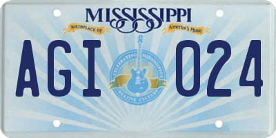 MS license plate AGI024