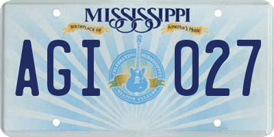 MS license plate AGI027