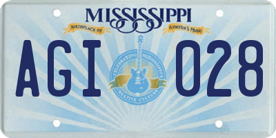 MS license plate AGI028