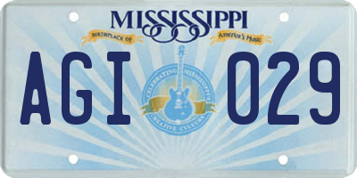 MS license plate AGI029
