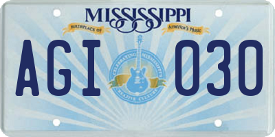MS license plate AGI030