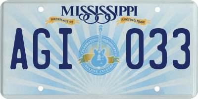 MS license plate AGI033