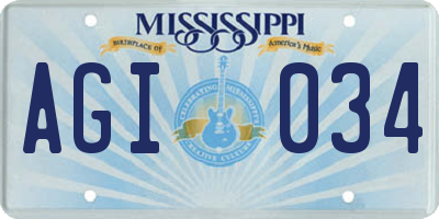 MS license plate AGI034