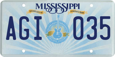 MS license plate AGI035