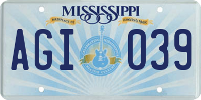 MS license plate AGI039