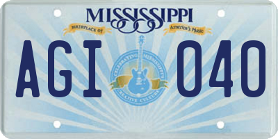 MS license plate AGI040