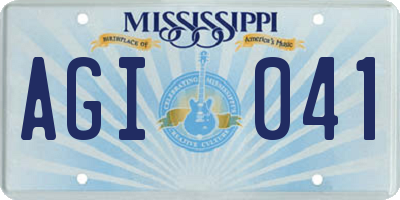 MS license plate AGI041