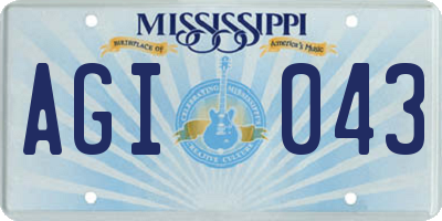 MS license plate AGI043